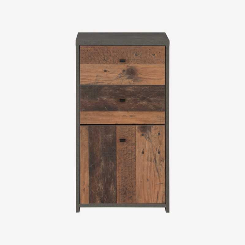 Vue de trois-quarts de la commode CHEST