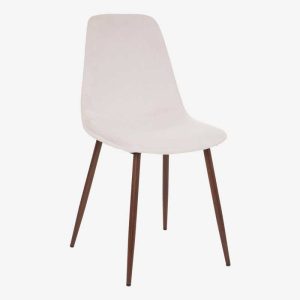 Chaise bouclette pied noyer - JANNA