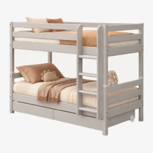 Lit enfant superposé avec échelle + barrière + 2 tiroirs 154 cm - FLEXA