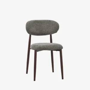 Chaise en tissu polyester et piètement effet bois foncé – PRALINE