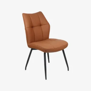 Chaise fixe en cuir top grain et métal noir – LIVIA